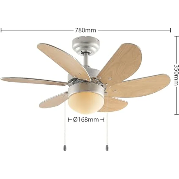 Lindby Deckenventilator Minja, silber mit Licht, leise, 78 cm, Rücklaufbetrieb – Bild 5