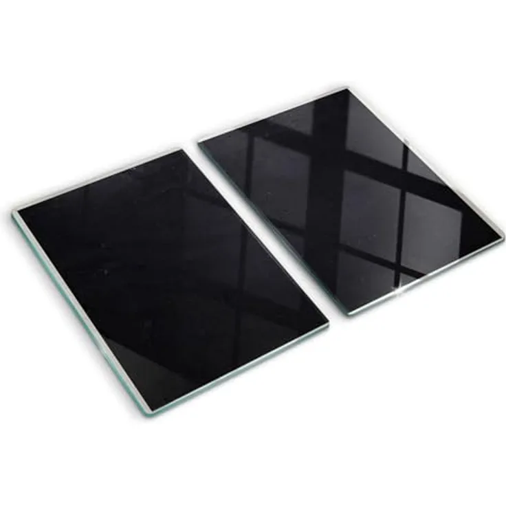 Tulup Schneidebretter Glas, 2 Stück 40x52 cm, dekorativ, hitzebeständig, lebensmittelecht, antibakteriell, schwarz, mit rutschfesten Silikonfüßen
