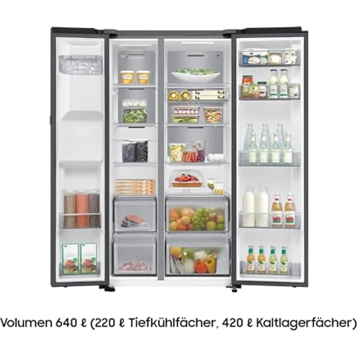 Samsung RS80F64KEFEF, Side by Side Kühl-Gefrier-Kombination mit 640 Liter Nutzinhalt, AI Sprachsteuerung, Black Steel – Bild 4