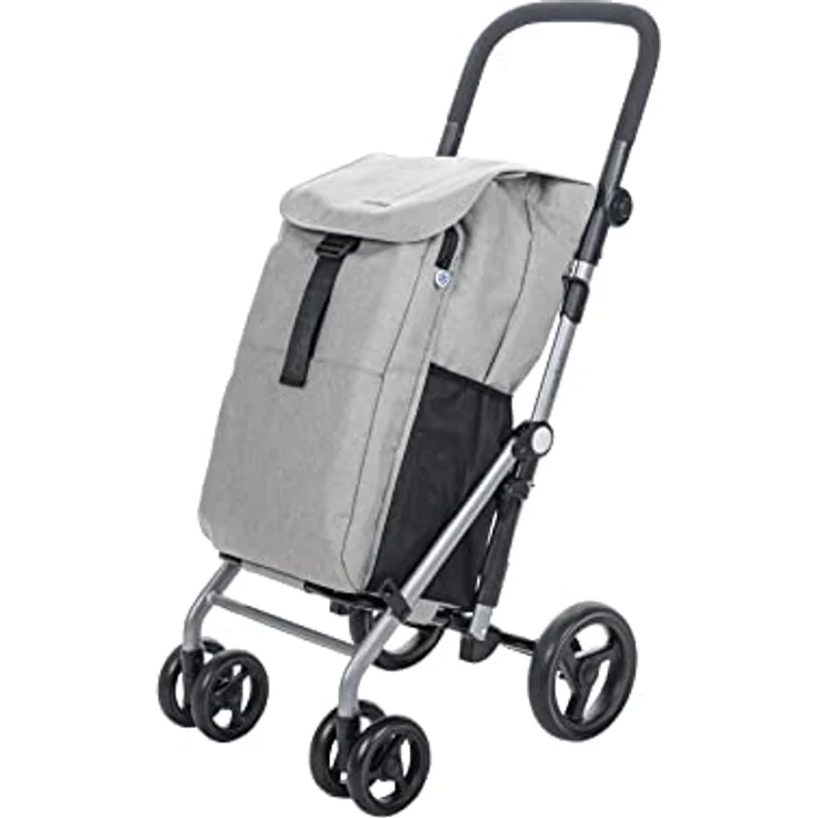 CARLETT | Einkaufstrolley mit 4 Rädern | Lett430 CLASSIC duo | Zusammenklappbarer Einkaufswagen mit großer Kapazität, 25kg, 53L Einkaufstasche, 9L Thermotasche und Rückenfach | Ice Grau – Bild 1