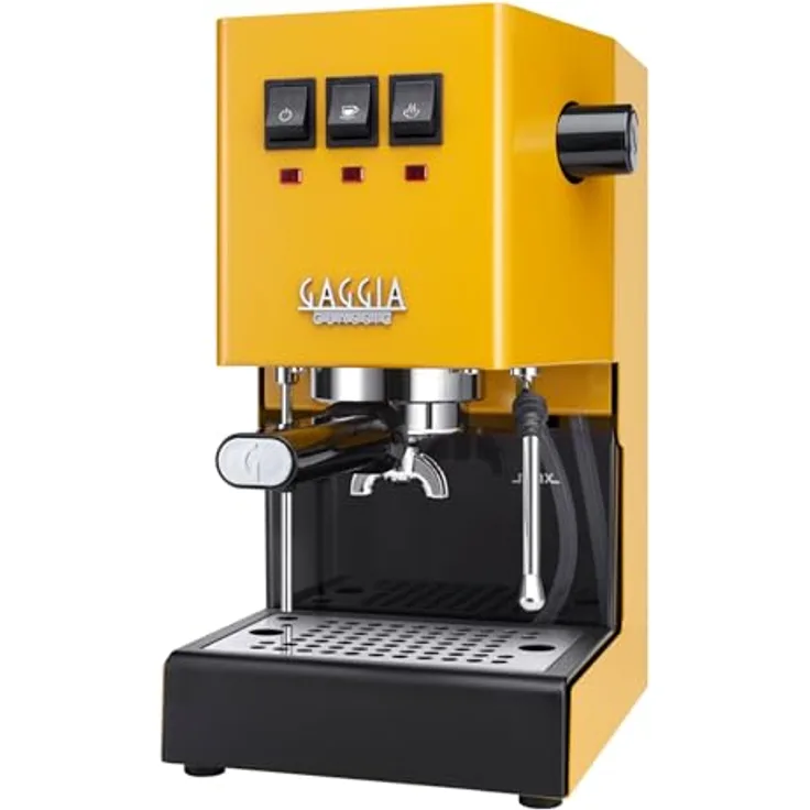 Gaggia Classic E24 Evo Pro, Manuelle Espresso-Kaffeemaschine mit Messingkessel und Magnetventil, Sonnengelb