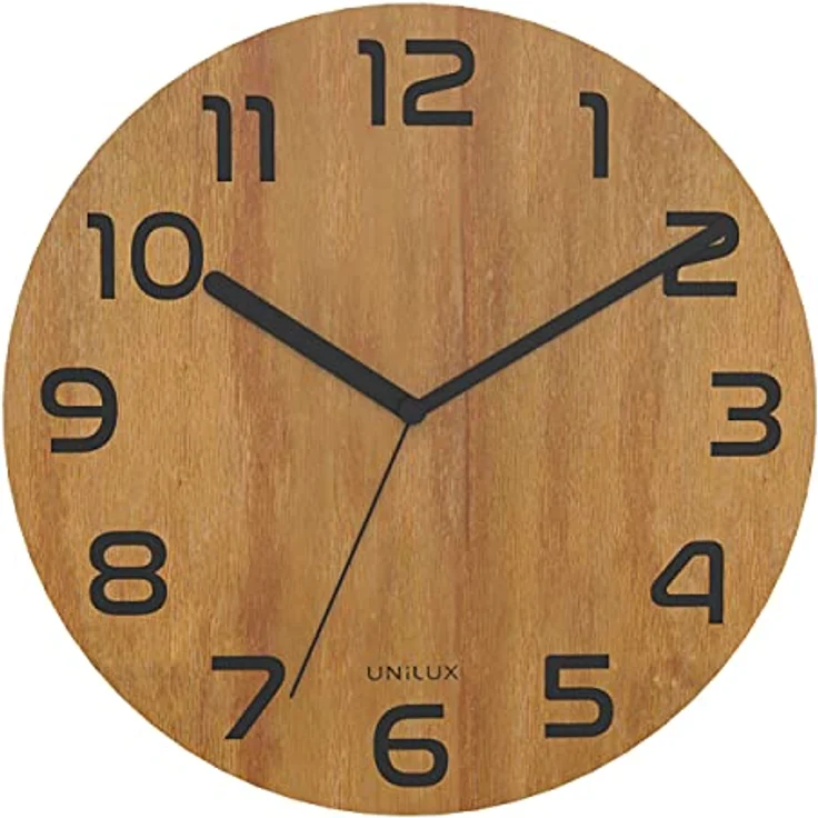 Unilux Moderne Wanduhr BALI PALMA, Ziffernblatt aus Bambus 30 cm, Ohne Ticken – Bild 1
