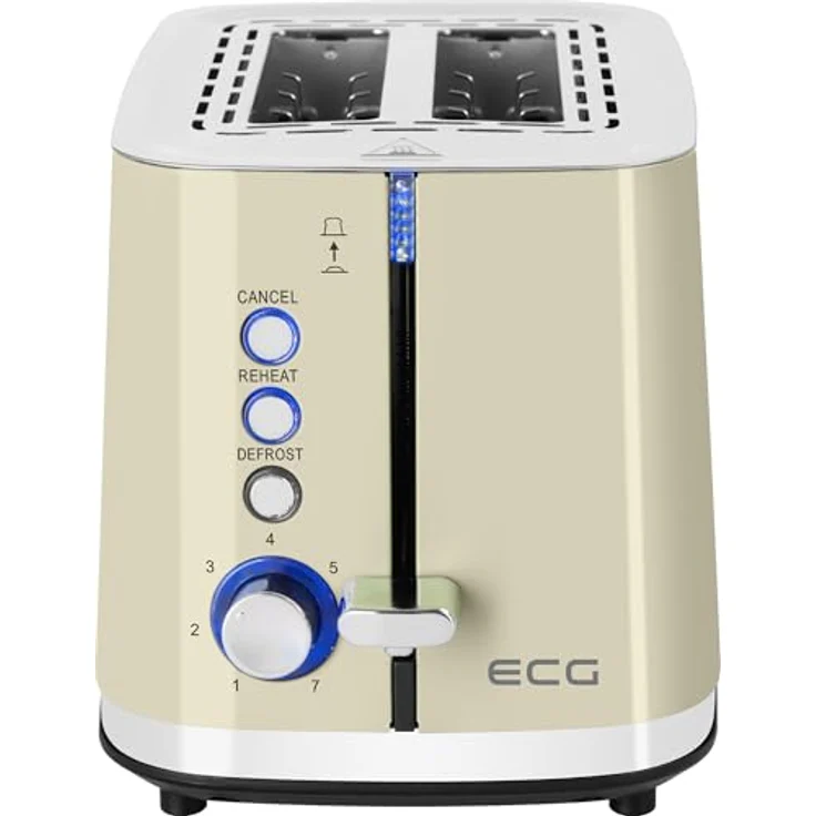 ECG ST 2766 Vintage Vanilla Toaster, Originales Vanille-Edelstahldesign, 7 Stufen Heizintensität – Bild 5