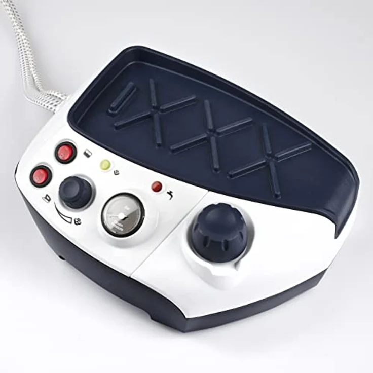 Girmi SS65 "Stirbella" Dampfbügeleisen, 2200 W, 3,5 Bar, 30-60 g/min, Manometer, Sicherheitsverschluss, 1 Liter Wassertank, Weiß/Blau – Bild 5