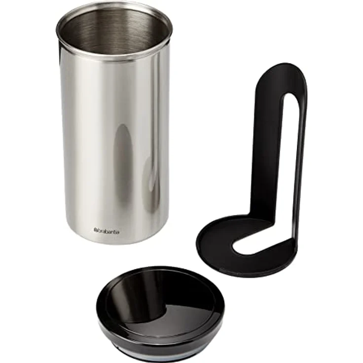 Brabantia Vorratsdose aus Edelstahl für Kaffeepads Senseo, Schutz vor Fingerabdrücken Deckel in schwarz – Bild 2