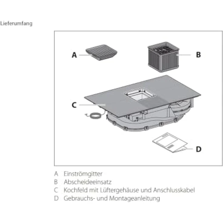 Berbel 1100104 Downline Advance BKA 83 DLA Kochfeldabzug Induktion, flächenbündig, mattschwarz, 4 Kochzonen, Energieeffizienzklasse A+ – Bild 6