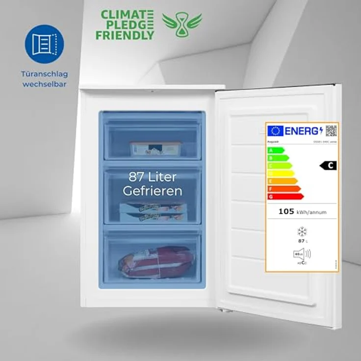 Exquisit Gefrierschrank GS581-040C weiss | Tiefkühlschrank klein 87 l Nutzinhalt | 4 Sterne Gefrieren | Gefrierschrank klein | 55 cm Breite – Bild 2