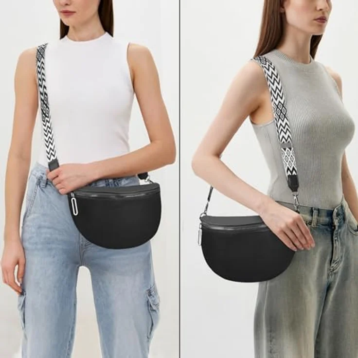 GSenhui Bauchtasche Damen Elegant, Gürteltasche aus veganem Leder in Beige, 28x20x10cm, verstellbarer Schultergurt, geeignet für Reisen und Outdoor-Aktivitäten – Bild 2