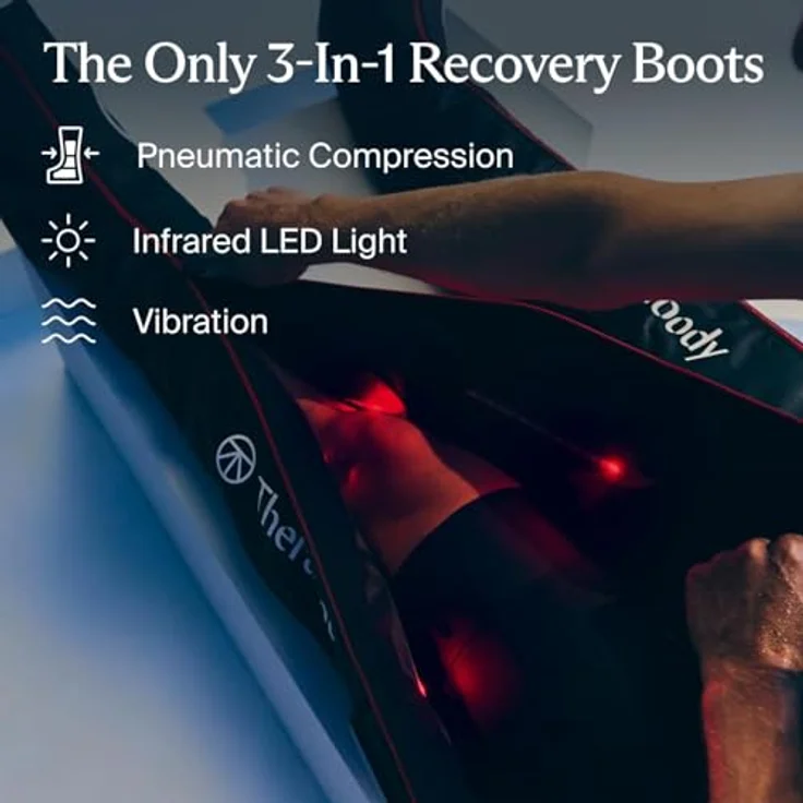 TheraGun JetBoots PRO Plus, Kabelloses Massagegerät für Beine mit Vibrationstherapie, Licht und pneumatischer Kompression – Bild 4