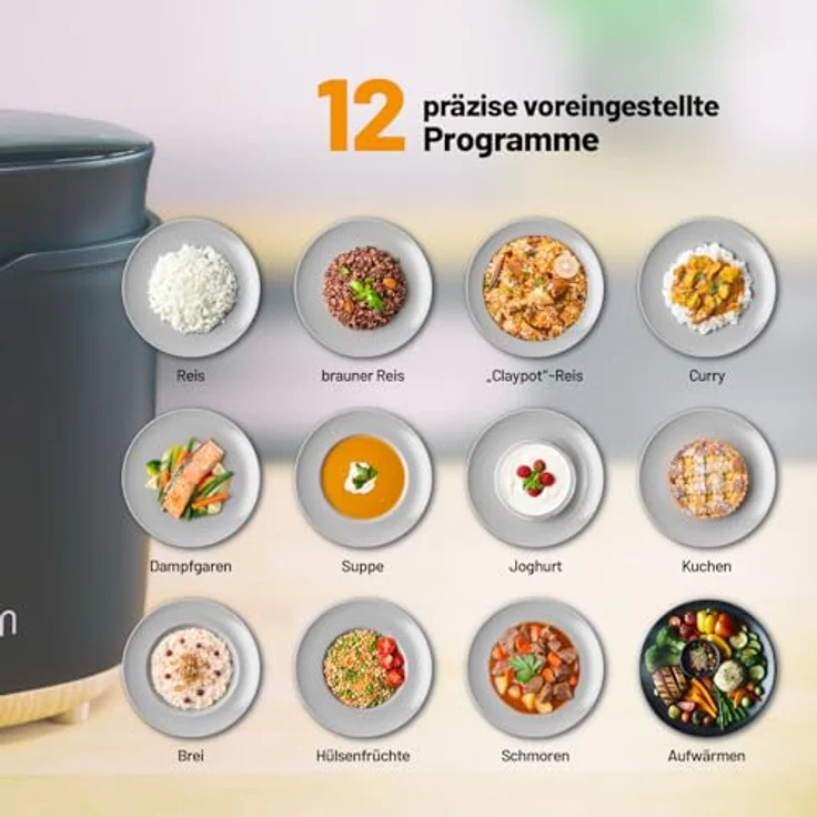 Lauben Multifunction Rice Cooker 2000BW, innovativer Reiskocher mit vielseitigen Funktionen und stilvollem Design – Bild 3