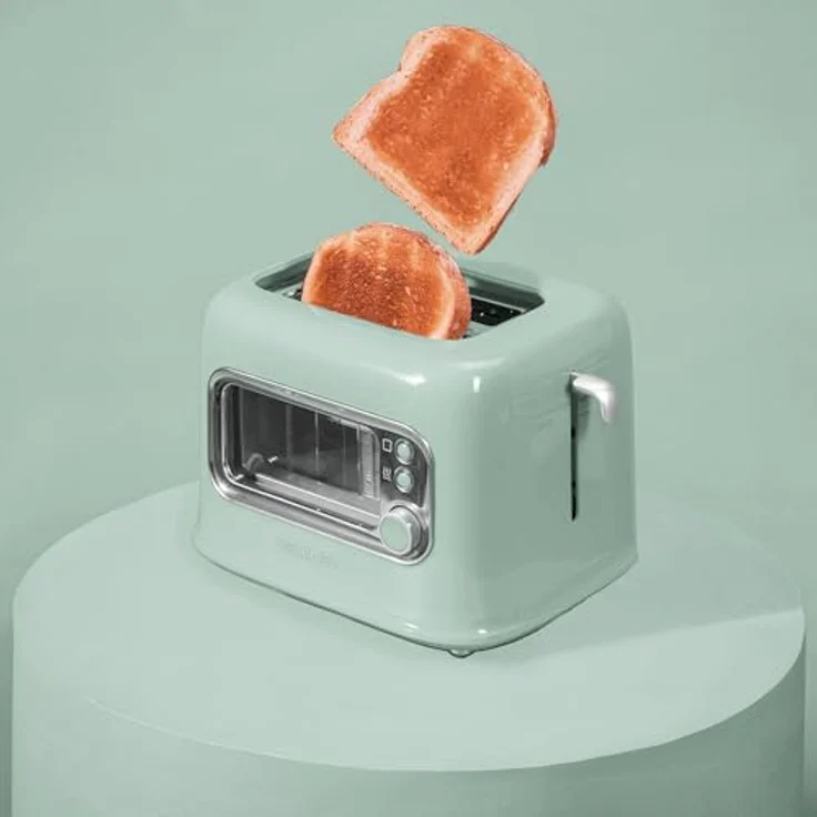 Cecotec Vertikaler Toaster RetroVision Green, 700W, 2 extra breite Schlitze, Bräunungssteuerung, Retro-Design mit Staubabdeckung – Bild 4