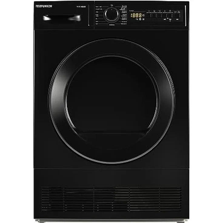 Telefunken T-11-400-B Kondenstrockner / 7kg Trockner mit 15 Programmen, Startzeitvorwahl, Knitterschutz & reversierenden Trommelbewegungen, schwarz