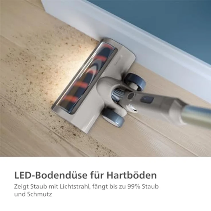 Philips Kabelloser Hand- und Stielstaubsauger 2000 Series XC2012/01, PowerCyclone 7, abnehmbarer 21,6 V Akku, LED-Düse, bis zu 40 Min Laufzeit, beutellos – Bild 3