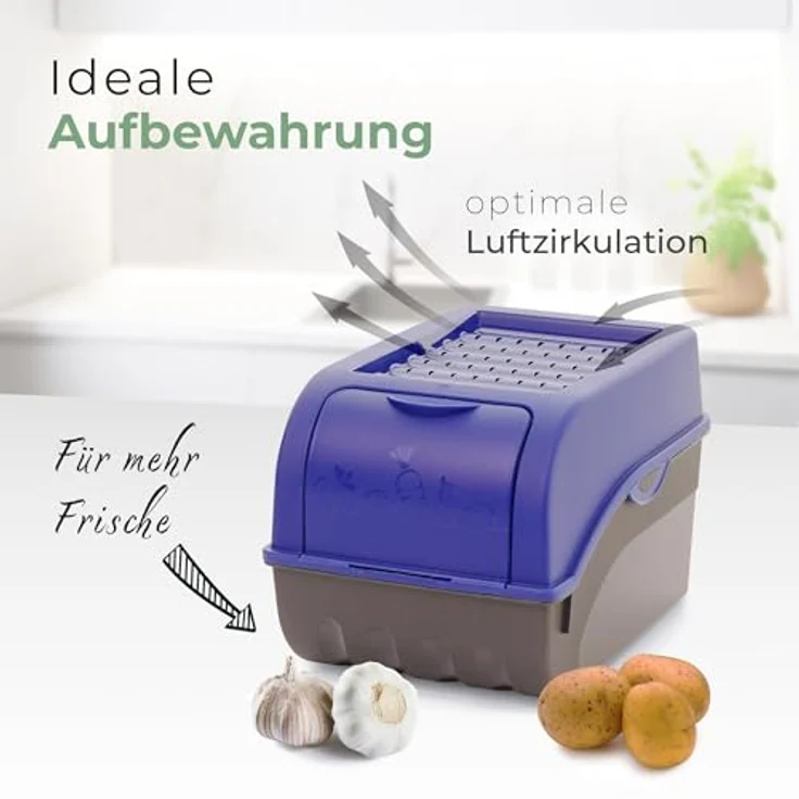 Novaliv Gemüsebox-Set Marineblau, stapelbare Kartoffelboxen 3,5L + 5L + 9L mit Luftzirkulation für optimale Gemüsehaltung – Bild 2