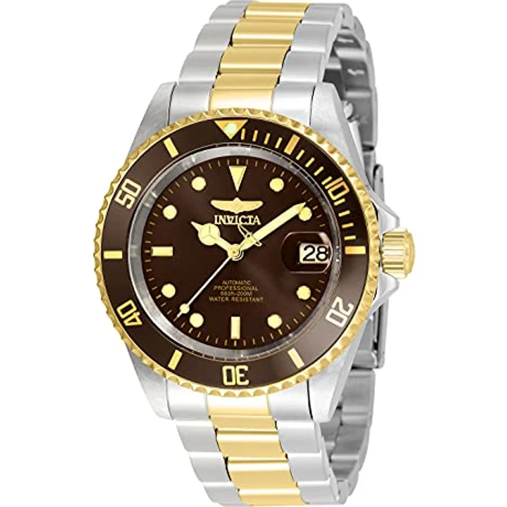 Invicta Pro Diver Automatikuhr, Edelstahl Herrenarmbanduhr mit 40mm Gehäuse und braunem Zifferblatt, 20 bar wasserdicht – Bild 1
