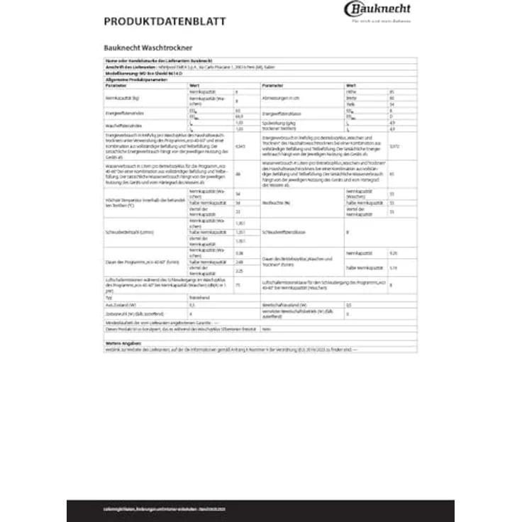 BAUKNECHT Waschtrockner WD ECO SHIELD 8614 D, 8 kg, 1400 U/min, Steam Hygiene mit Antivirus, Fleckenentfernung 40° – Bild 3