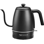 AmazonCommercial Elektrischer Schwanenhals-Wasserkocher aus Edelstahl, Mittel/Klein, Schwarz, 11.11 x 5.75 x 8.62 cm