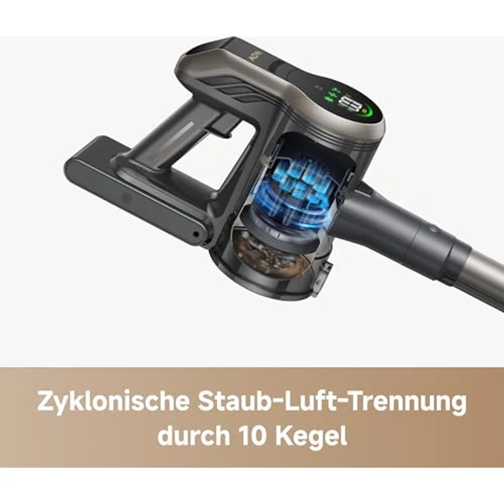 MOVA S2 Stielsauger, Akkubetrieb mit 460 Watt, 25.000 Pa Saugkraft, 60 Minuten Akkulaufzeit, 5-stufiges Filtersystem und integriertes LED-Display – Bild 9
