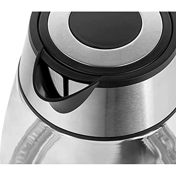 Teesa TSA1512B Glas-Wasserkocher, 2200 Watt, 1,7 Liter, Wasserstandsanzeige, kabellos, silber – Bild 3