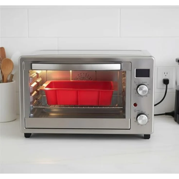 GMMH Auflaufform XXL Silikonbackform Lasagneform Kastenform Backform Kuchenform Brotbackform Königskuchenform (rot) – Bild 4