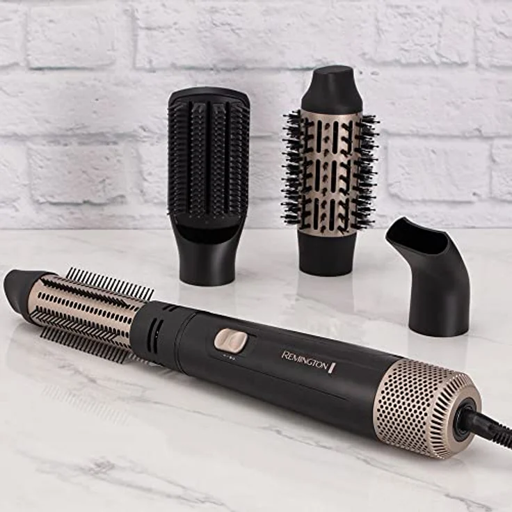 Remington Warmluftbürste [inkl. 4 Aufsätze: 38mm&50mm Rundbürste, Stylingdüse, Flachbürste] Blow Dry&Style (Locken,Volumen&glatte Styles für mittellanges Haar) Ionenpflege, Abkühlstufe, 1000W, AS7500 – Bild 4