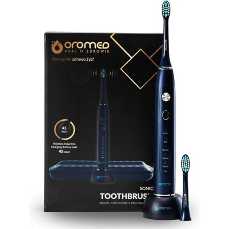 OROMED ORO-SONIC X PRO Elektrische Zahnbürste Schallzahnbürste 5 Modi Timer Etui, Akkubetrieben, bis zu 45 Tage Laufzeit, inkl. 2 Bürstenköpfen, Reiseetui - Blau – Bild 3