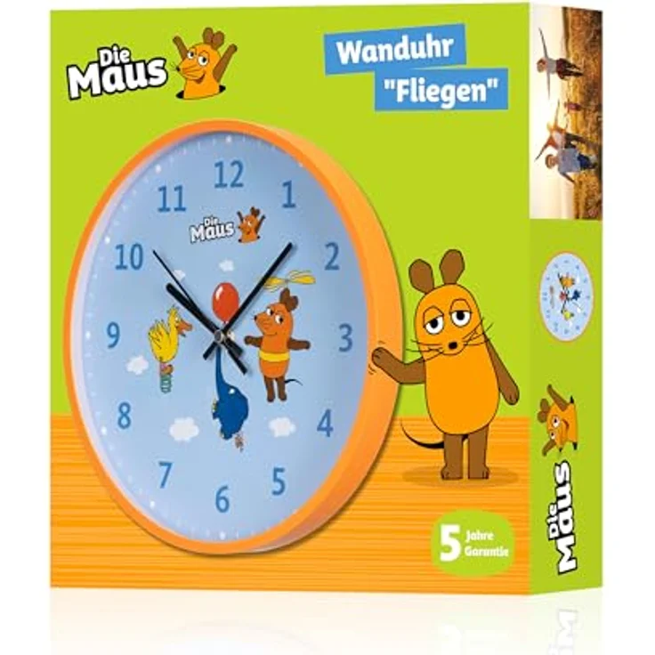 Die Maus DieMaus Kinder-Wanduhr mit leisem Quarz-Uhrwerk, 25 cm Durchmesser, für Kinder ab 6 Jahren – Bild 6