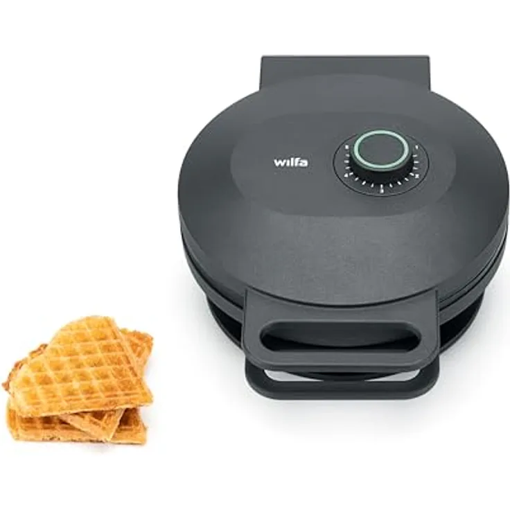 Wilfa JOY Single Waffeleisen I 900 Watt I 20cm große Herzwaffeln I 5 Temperaturmodi I Mit Alarm-Glocke I Inkl. Teig-Löffel (schwarz) - Preisvergleich