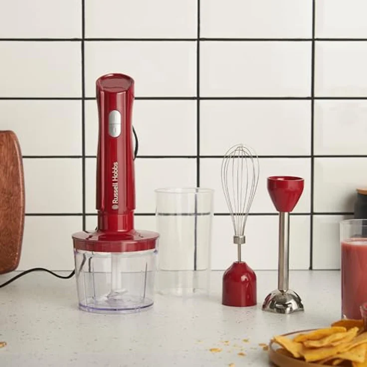 Russell Hobbs Desire 3-in-1 Stabmixer, Mixer, Schneebesen & Zerkleinerer in Rot, 600ml Mixbecher, spülmaschinengeeignet, Edelstahlmesser für Smoothies, Suppen, Saucen & Dips – Bild 2