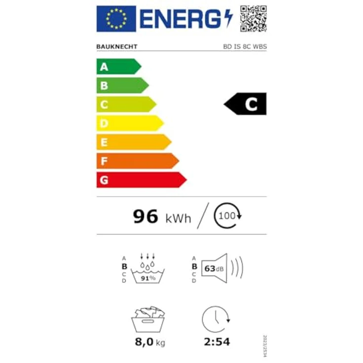 Bauknecht BD IS 8C WBS Wärmepumpentrockner 8kg, Silent Spin, IronEase, Adaptive Dry, Energieeffizienz C – Bild 10