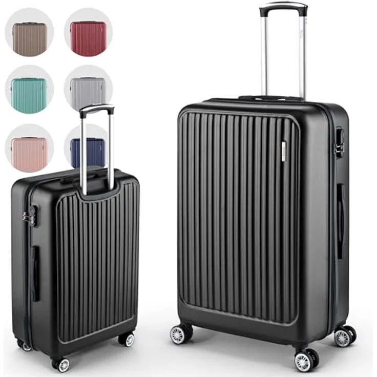 Easy Move ABS Hartschalenkoffer 74cm - Ergonomisch, 360° Räder, integriertes Zahlenschloss, schwarz – Bild 1