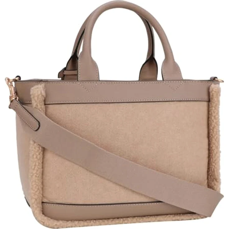 JOOP! Calduccio Yvette Shopper, Handtasche aus Filz mit Kunstleder- und Teddyfell-Details, Farbe Nude, 45 x 20 x 28 cm – Bild 3