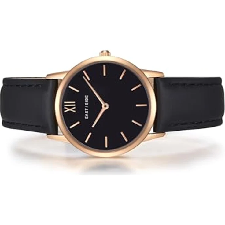 Eastside Damen Uhr analog Japanisches Quarzwerk mit Leder Armband schwarz 3 ATM 10080023 - Stilvolle Damenuhr mit IP-Finish in Roségold – Bild 5
