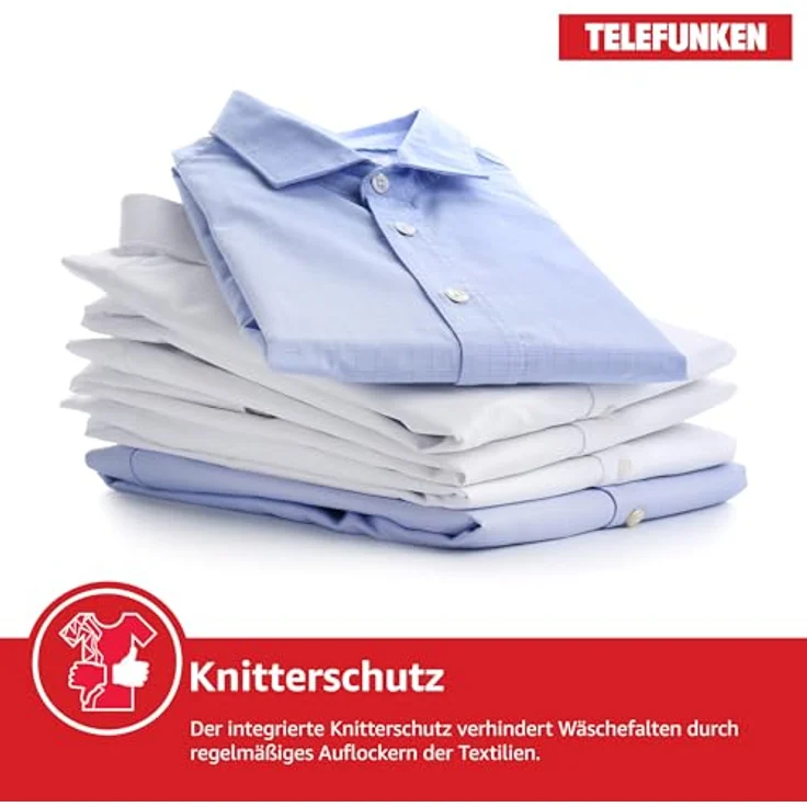 Telefunken TWP7EW, Wärmepumpentrockner für 7 kg Wäsche, Frontlader, A+ Energieeffizienz, 15 Programme, Knitterschutz, leise 64 dB, Trommelbeleuchtung – Bild 5