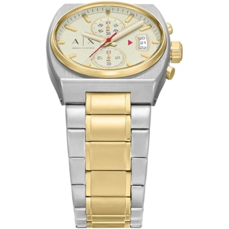 Armani Exchange AX2110, Herren Quarz Chronographen Uhr mit 40 mm Gehäuse, zweifarbigem Edelstahlarmband und cremefarbenem Zifferblatt – Bild 4