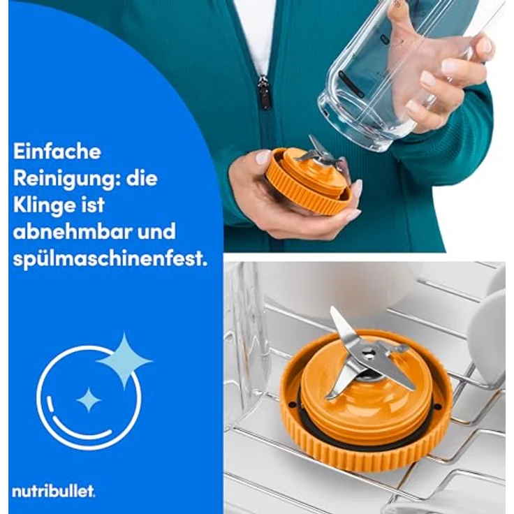 nutribullet Smoothie-Maker NB Flex Portable NBP013OR, elektrischer Standmixer mit 0,59 l Becher, orange, Edelstahl-Mixklinge, USB-C Ladefunktion – Bild 7