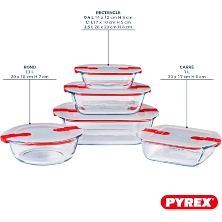 Pyrex Cook & Heat, 5-teiliges Glasbehälter Set mit Mikrowellen-Dampfventilen, BPA-frei, verschiedene Größen (0,3–2,5 l) – Bild 4