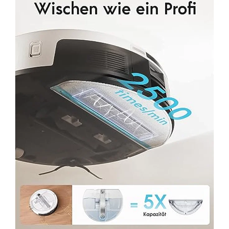 yeedi Cube Saugroboter mit Wischfunktion Absaugstation Selbstwaschend/Selbsttrocknend/Selbstentleerend, 5100 Pa Saugleistung, 5200 mAh Akku – Bild 3