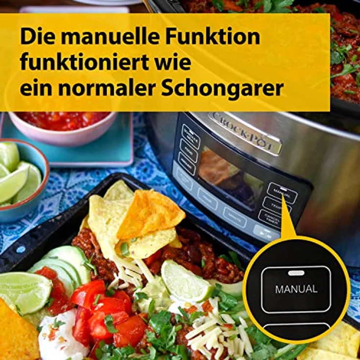 Crock-Pot CSC066X digitaler Schongarer, 240w, 5,6L ,Glasdeckel, Timer, Edelstahl, silber – Bild 7
