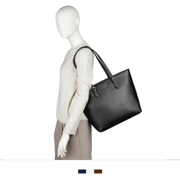 bugatti Shopper Shopper, nachhaltiger Polyurethan Shopper, beige und schwarz, 45 cm breit – Bild 7