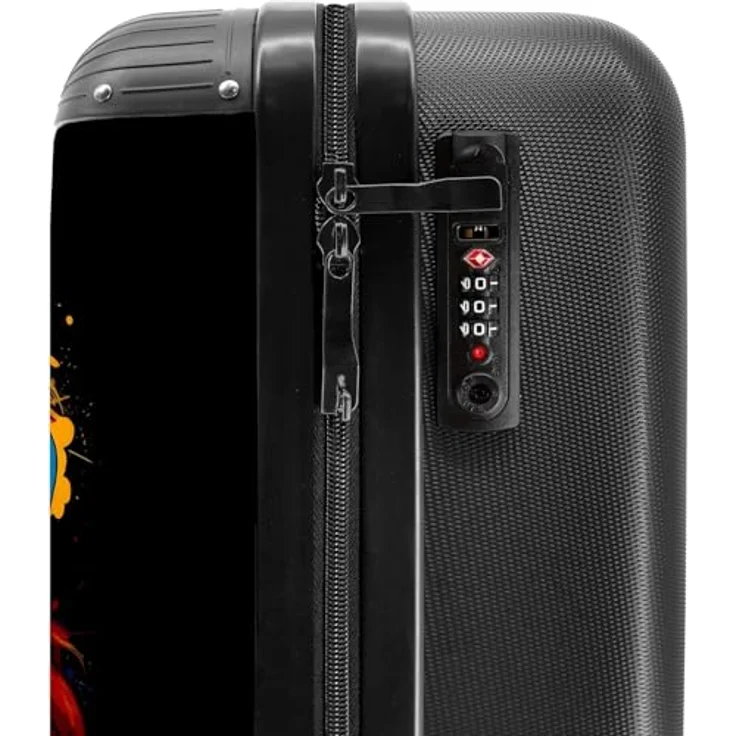 NoBoringSuitcases.com© Hartschalen-Trolley Bunter Löwe im Graffiti-Stil 55x35x20cm, 4 Rollen, Reisetasche mit Rollen Handgepäck Flugzeug, 36 Liter, Leichtgewicht 2,6kg. – Bild 5