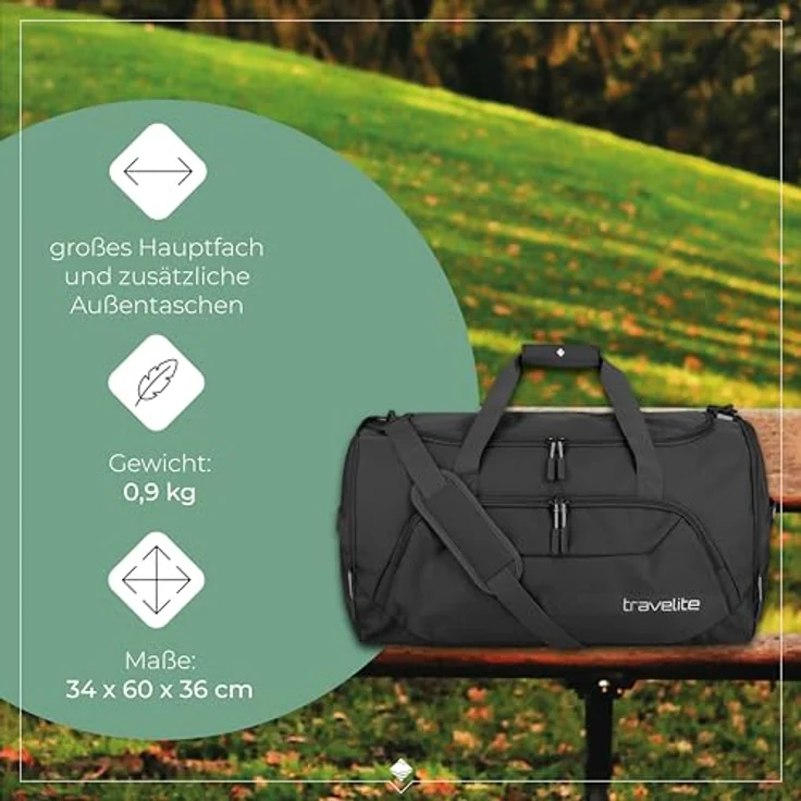 Travelite Kick Off Weekender Reisetasche L, 60 cm, schwarz, 100% Polyamid, geräumig – Bild 4