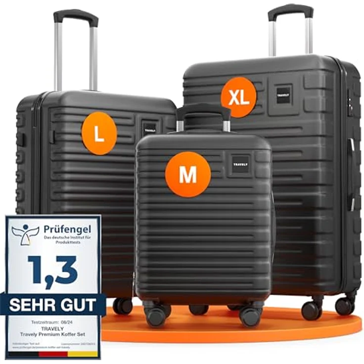 Travely Premium Koffer Set: 28", 24" & Handgepäck Koffer in einem Set, Polycarbonat, TSA Schloss, sanfte Rollen - Koffer & Trolleys - Travely – Bild 1