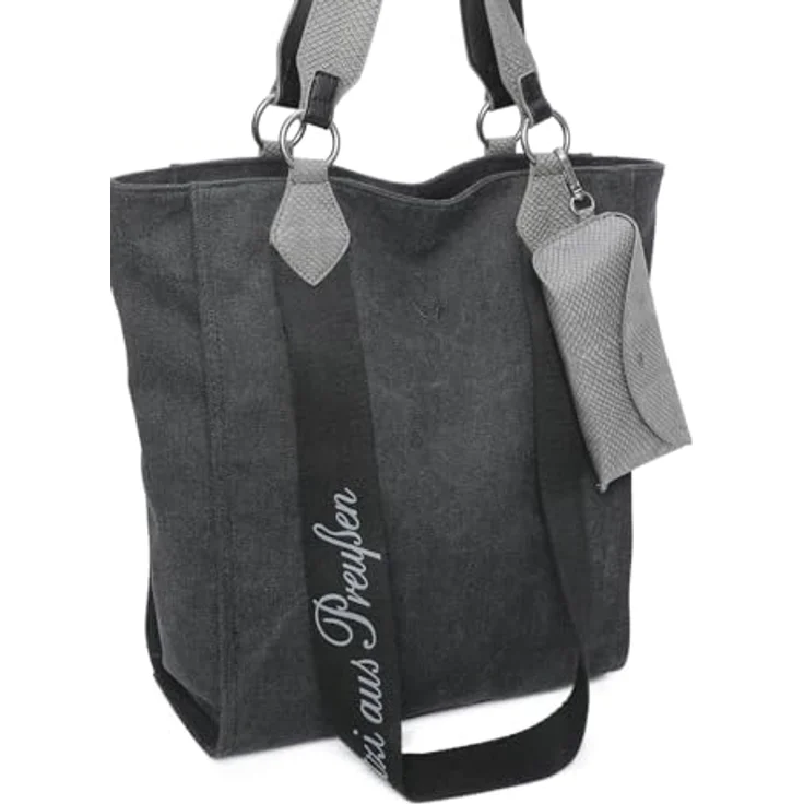 Fritzi aus Preußen Izzy02 Canvas Shopper Tasche, 32 cm x 11 cm x 38.5 cm, 100% Baumwolle, schwarz – Bild 4