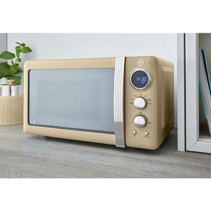 Swan STRP2070CNEU Retro Frühstücksset, Wasserkocher 1,8 L, 2-Scheiben Toaster, Mikrowelle 20 L in Creme mit automatischer Zentrierung und Überhitzungsschutz – Bild 5