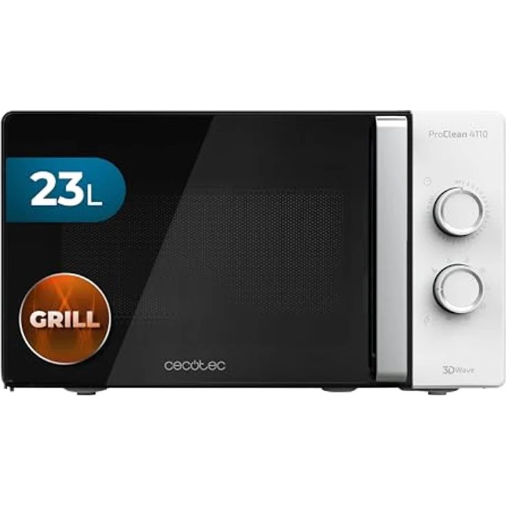 Cecotec ProClean 4110 Mikrowelle mit Grill, Standgerät, 23 Liter Garraum, 700 Watt, 3D WaveSchwarz Silberfarben – Bild 2