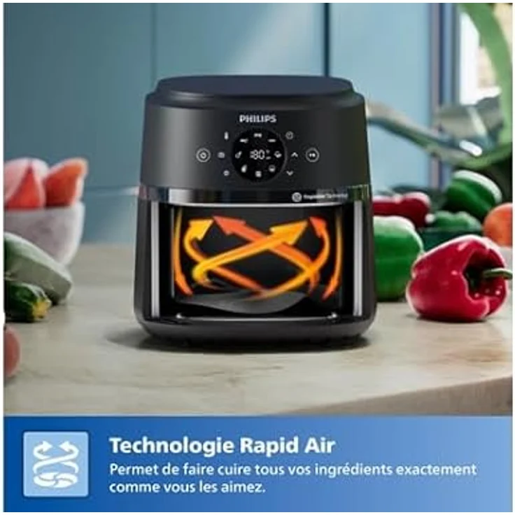 Philips Série 2000 Airfryer NA211/00, Heißluftfritteuse mit 1300 W, 3,2 Liter Behälter, 13 Kochmodi, schwarz und grau – Bild 3