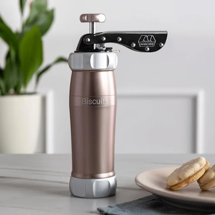 Marcato Kekspresse Biscuits, Gebäckpresse in Powder Rosa mit 20 Schablonen und ergonomischer Handhabung – Bild 2