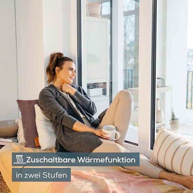 Beurer MG 139 Akku-Massagekissen mit Wärmefunktion, kabelloses Shiatsu-Massagekissen, zuschaltbare Wärme, hergestellt aus recyceltem Material, Maschinenwaschbar, Abschaltautomatik, 40 x 40 cm, Mint – Bild 4