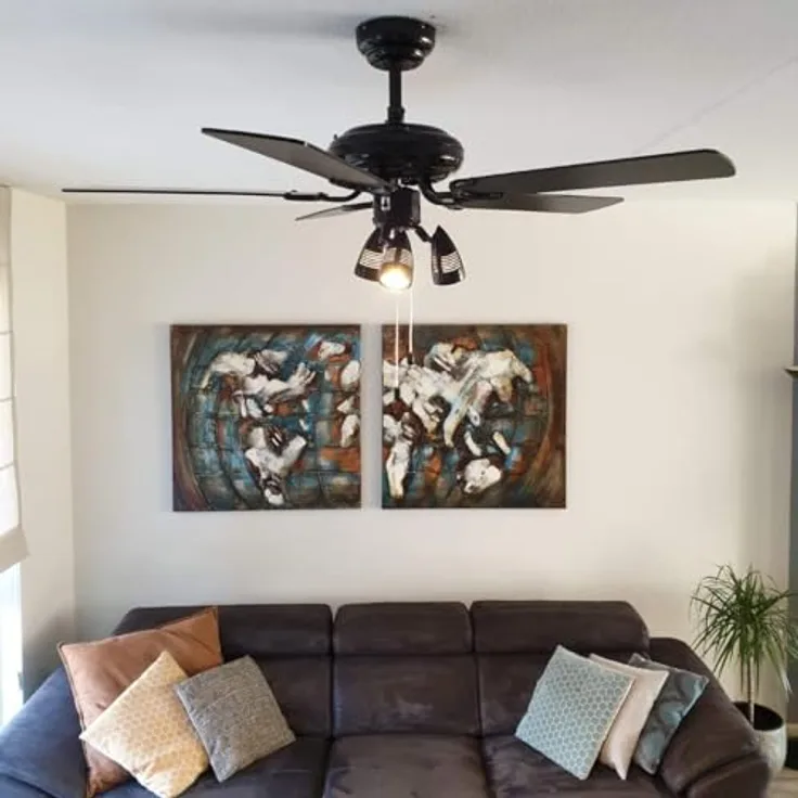 Qazqa - Moderner Deckenventilator Schwarz - Mistral 42 mit Fernbedienung und LED geeignet GU10